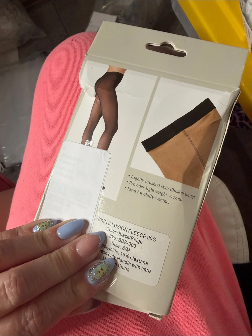 stem Skin Illusion Fleece Sheer Tights - Black SM| Med